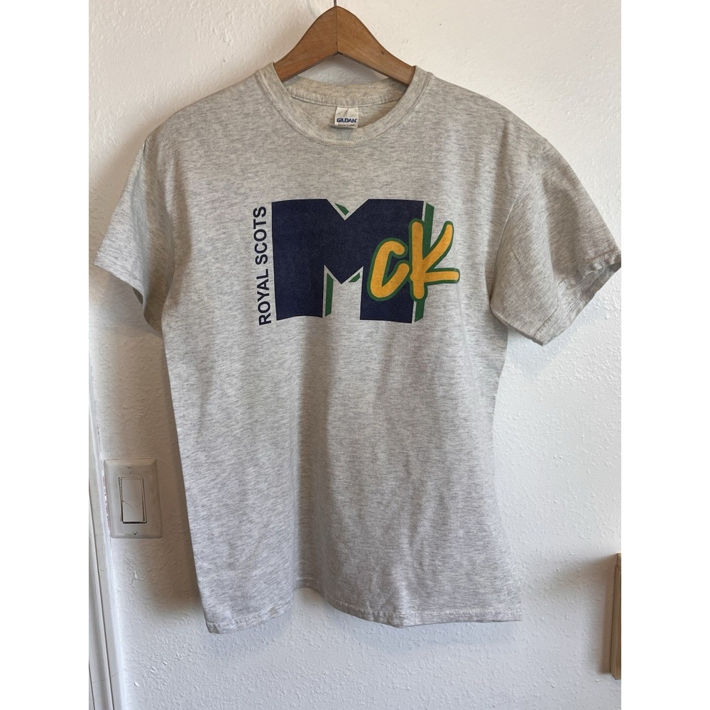Vintage T Shirt Men's Size Medium Royal Scots MCK Short Sleeve Grey